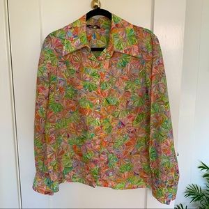 Vintage floral chiffon shirt.